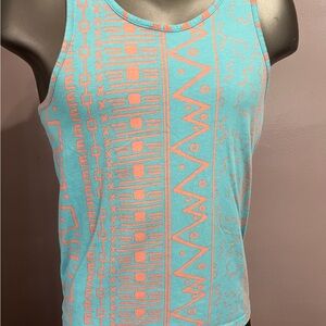 Patterned Tank Top - Blue and Orange